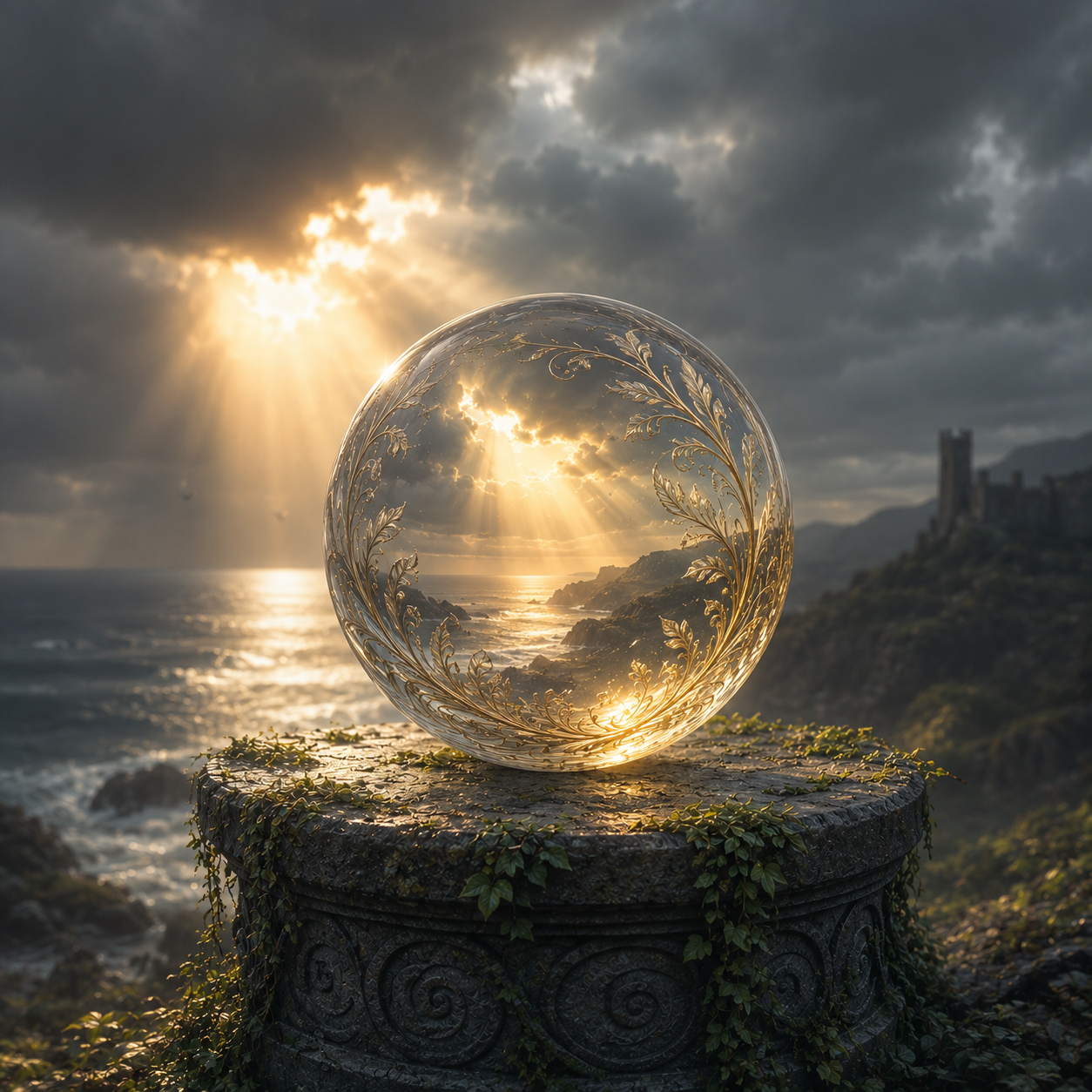 A sun-break orb image with luminous seasonal light and depth.